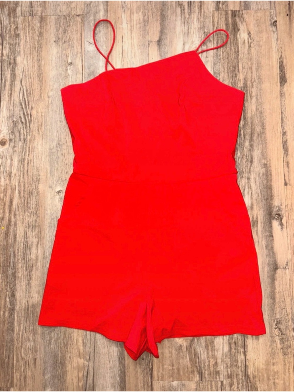 She + Sky Red Spaghetti-Strap Romper